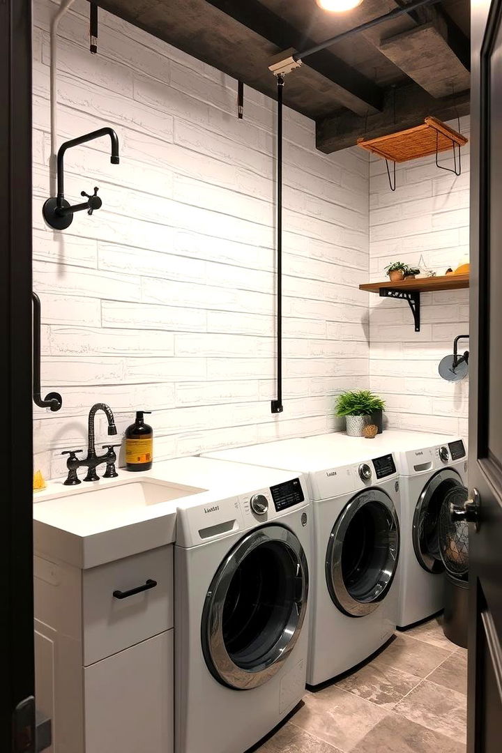 Industrial Chic Shiplap Design - 22 Shiplap Laundry Room Ideas
