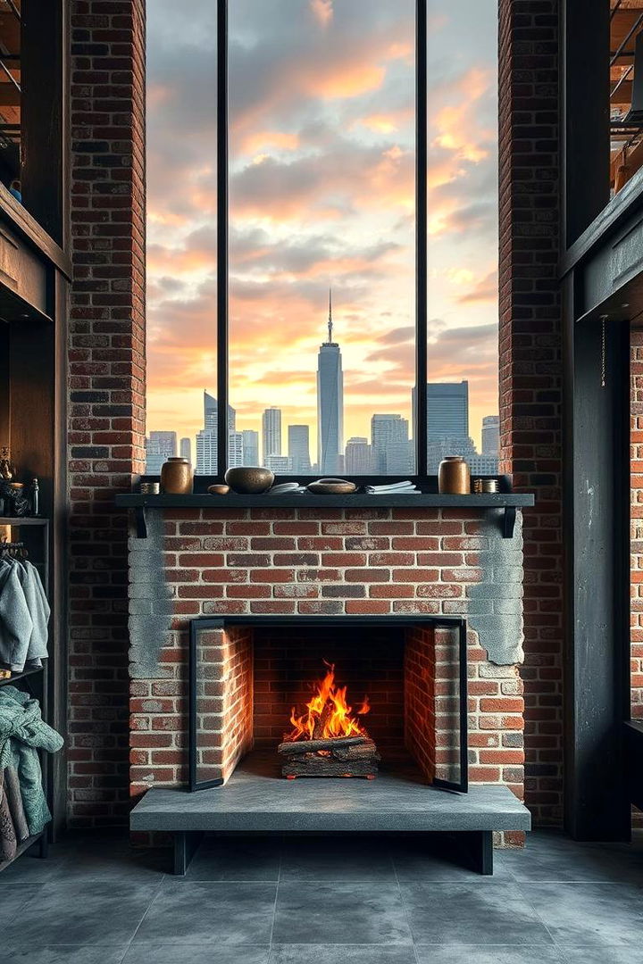 Industrial Chic Three Sided Fireplace - 22 3 Sided Fireplace Ideas