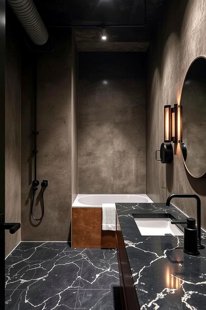 Industrial Chic Urban Black Marble Vibes - 22 Black Marble Bathrooms