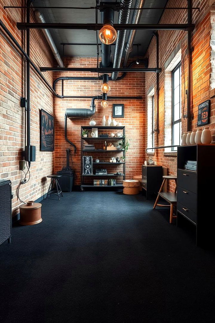Industrial Chic Vibe - 22 Black Carpet Living Room Ideas