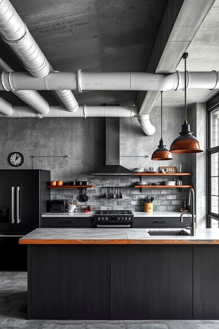Industrial Chic Vibe - 22 Gray and Black Kitchen Ideas