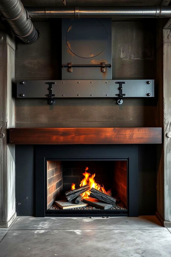 Industrial Chic Vibe - 22 Basement Fireplace Ideas
