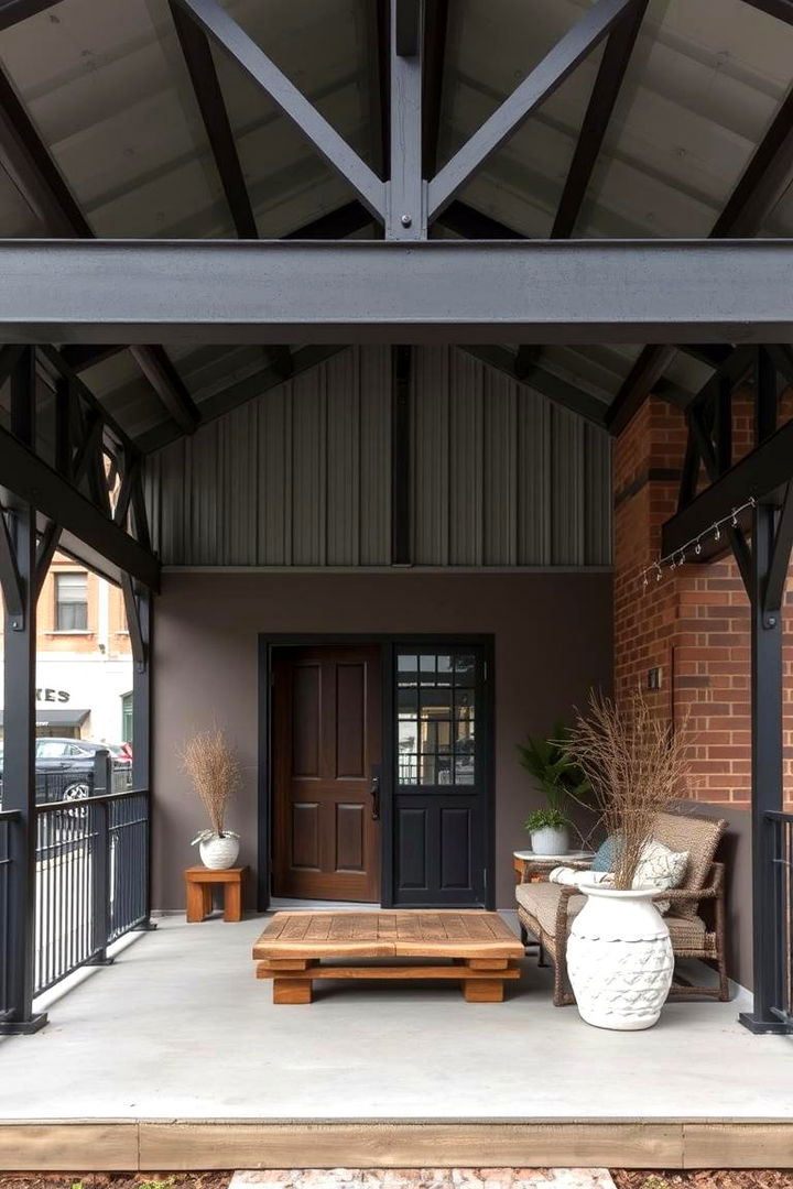 Industrial Chic Vibes - 22 Open Gable Porch Ideas