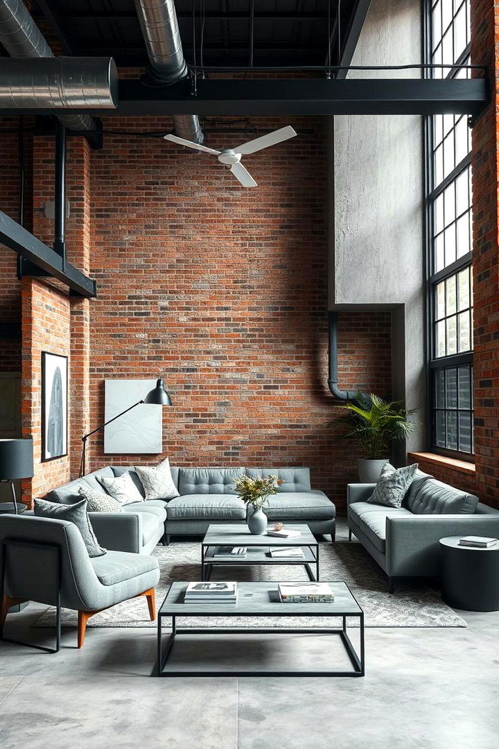 Industrial Chic with Grey Accents - 22 Grey Living Room Ideas