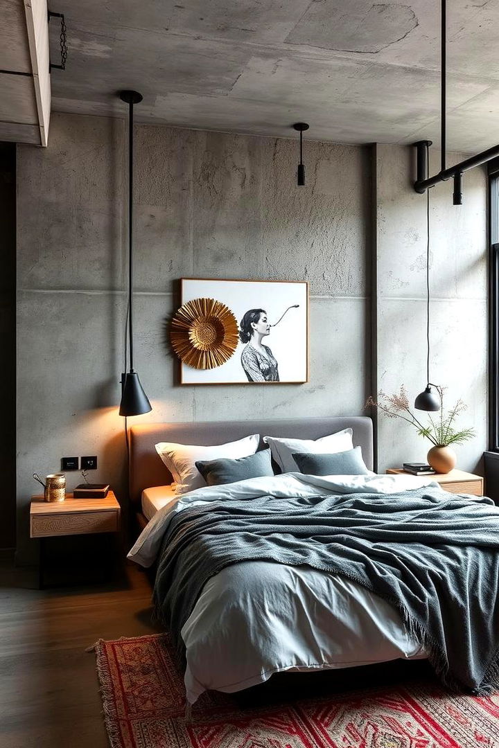 Industrial Chic with Limewash Flair - 22 Limewash Bedroom Ideas