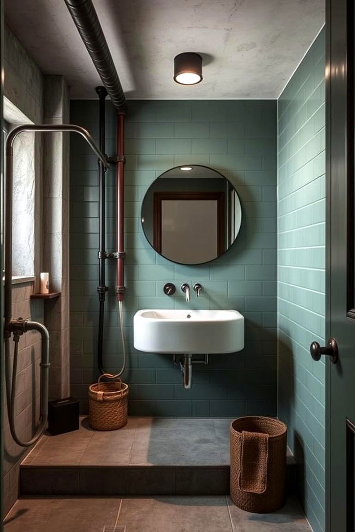 Industrial Chic with Soft Accents - 22 Sage Green Bathroom Ideas