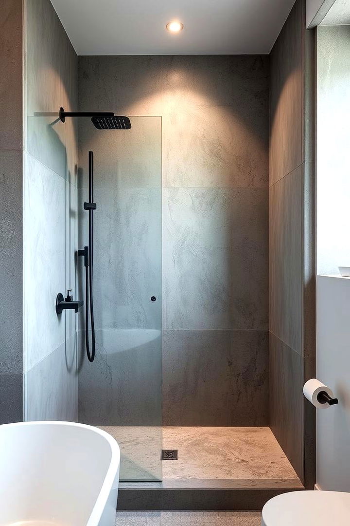 Industrial Concrete Accent - 22 Half-wall Shower Ideas
