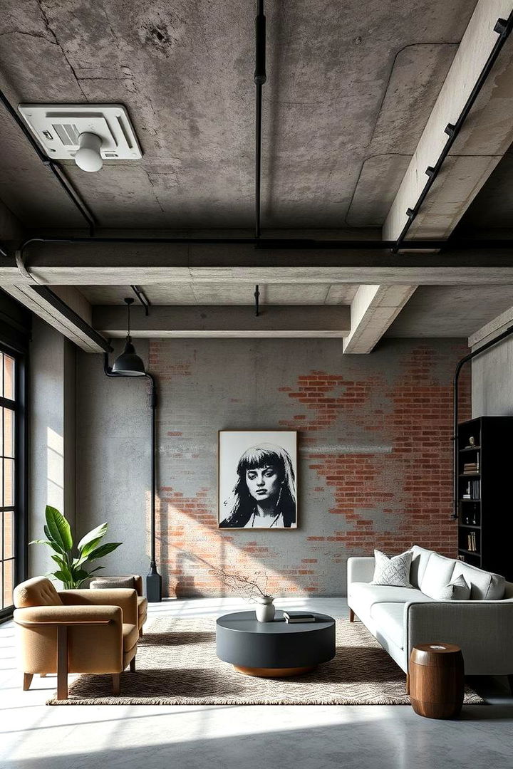 Industrial Concrete Ceilings for Urban Edge - 22 Living Room Ceiling Ideas