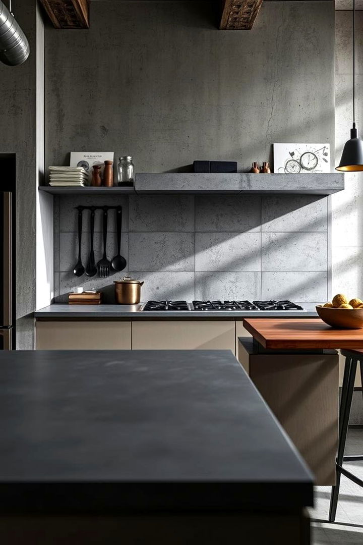 Industrial Concrete Splashback - 22 Kitchen Splashback Ideas