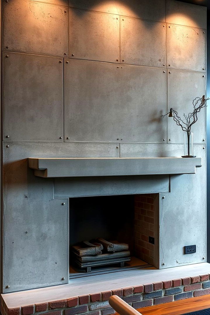 Industrial Concrete Vibes - 22 Fireplace Accent Wall Ideas