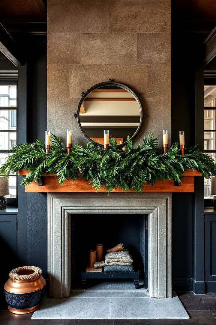 Industrial Copper Contrast - 22 Mantel Garland Ideas