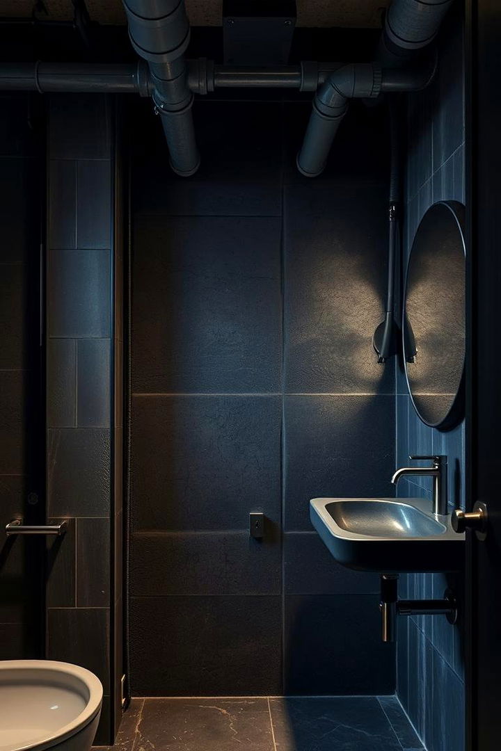Industrial Dark Accents - 22 Dark Bathroom Ideas