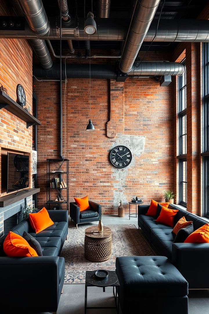 Industrial Edge - 22 Black and Orange Living Room Ideas