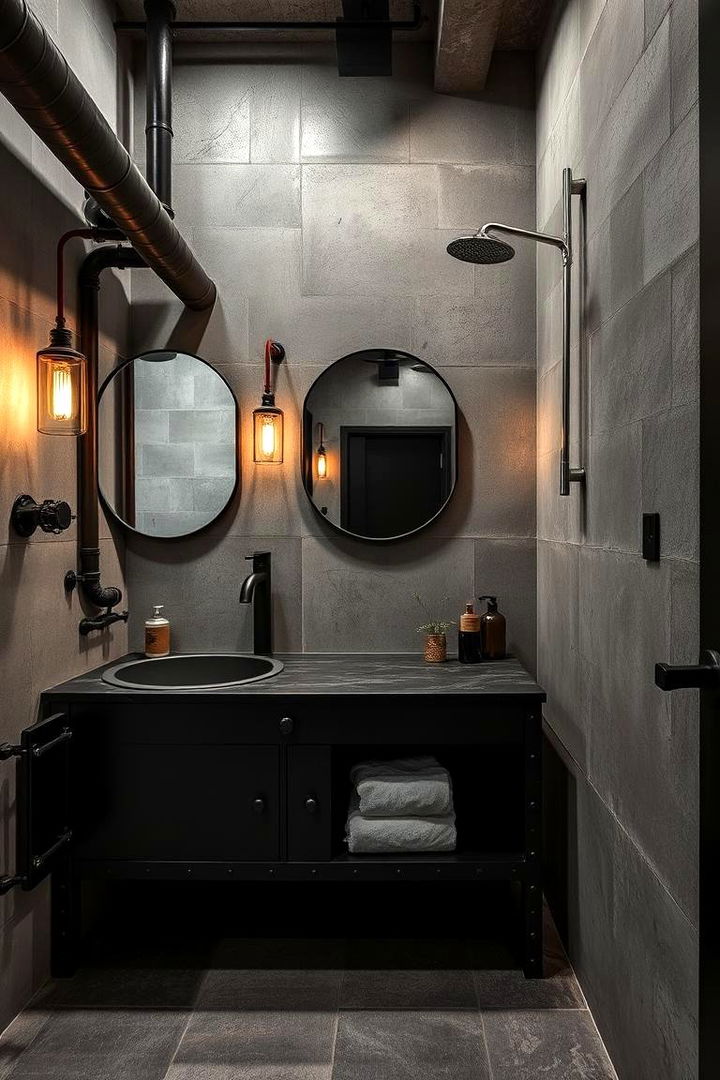 Industrial Edge Appeal - 22 Black Vanity Bathroom Ideas
