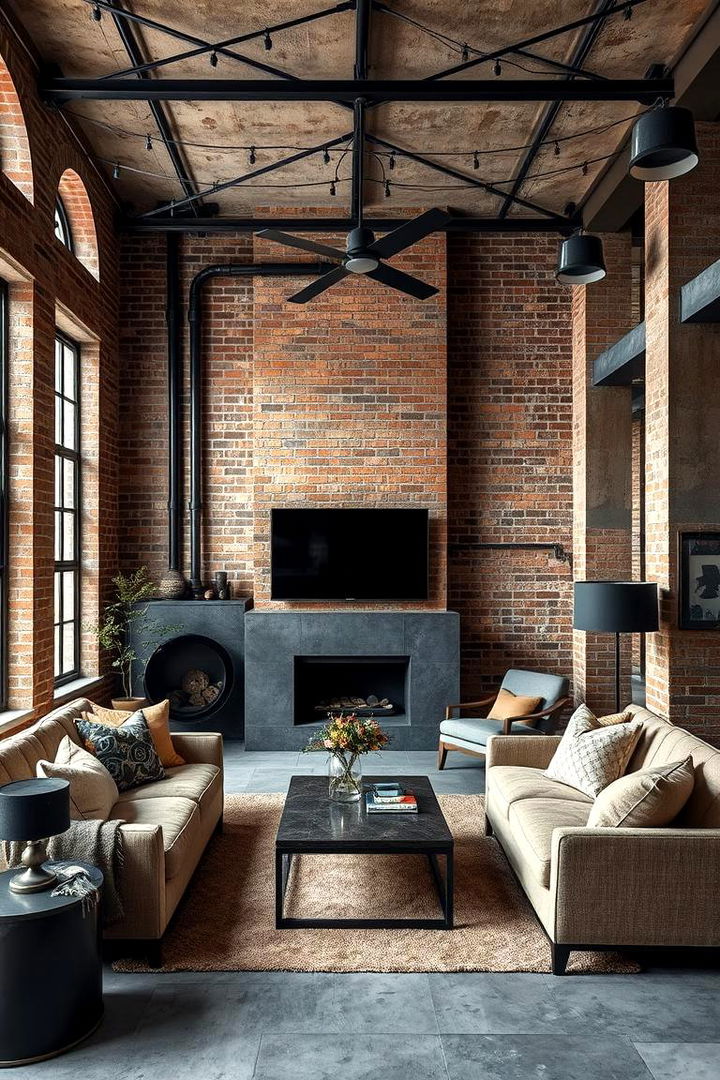 Industrial Edge Elegance - 22 Black and Beige Living Room Ideas