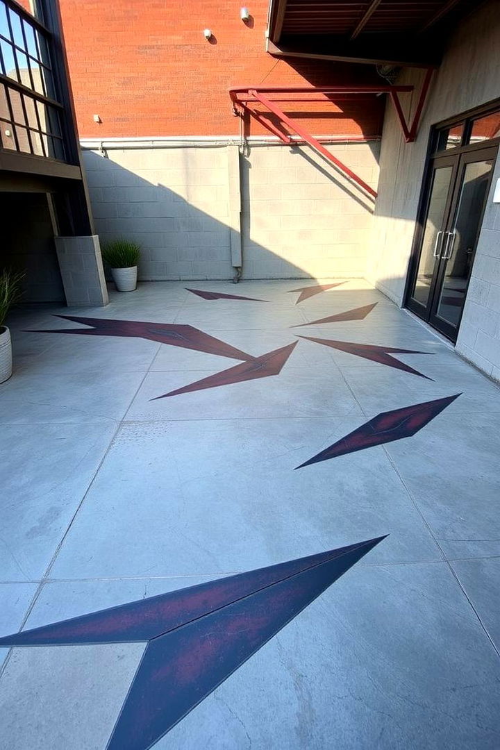 Industrial Edge Graphics - 22 Painted Concrete Patio Ideas