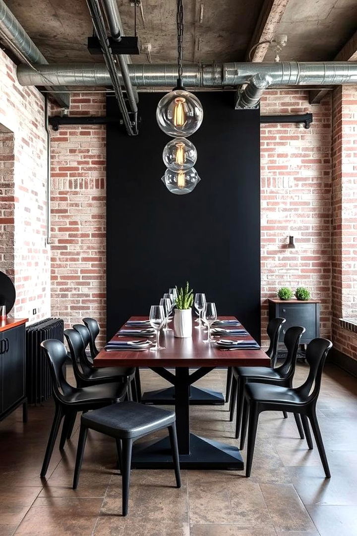 Industrial Edge Influence - 22 Black Accent Wall Dining Room Ideas