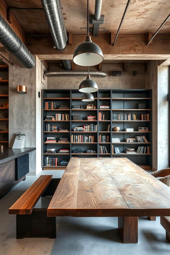 Industrial Edge Library Dining Combo - 22 Library Dining Room Combo Ideas