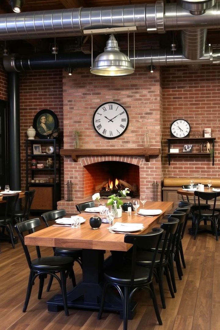 Industrial Edge and Urban Dining Appeal - 22 Dining Room With Fireplace Ideas