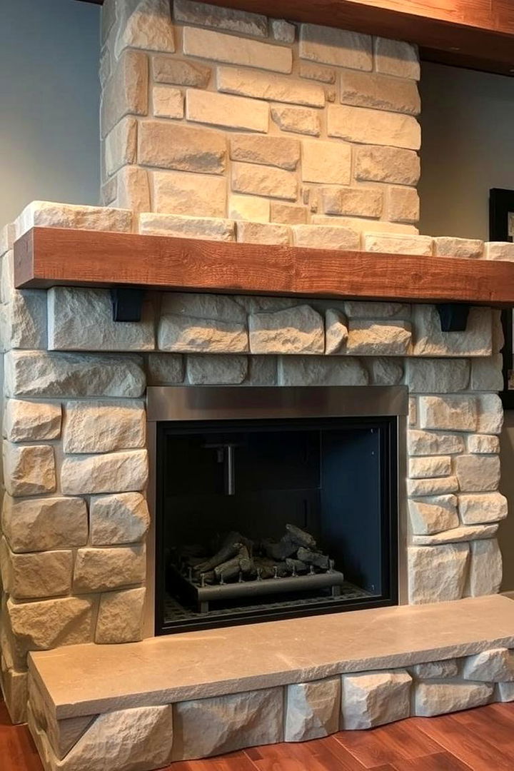 Industrial Edge with Faux Stone Finishes - 22 Faux Stone Fireplace Ideas