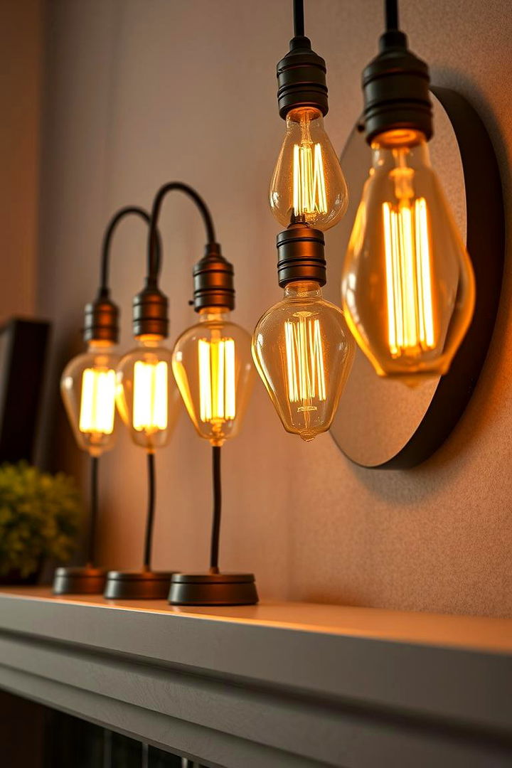 Industrial Edison Bulb Arrangements - 22 Fireplace Mantel Lighting Ideas