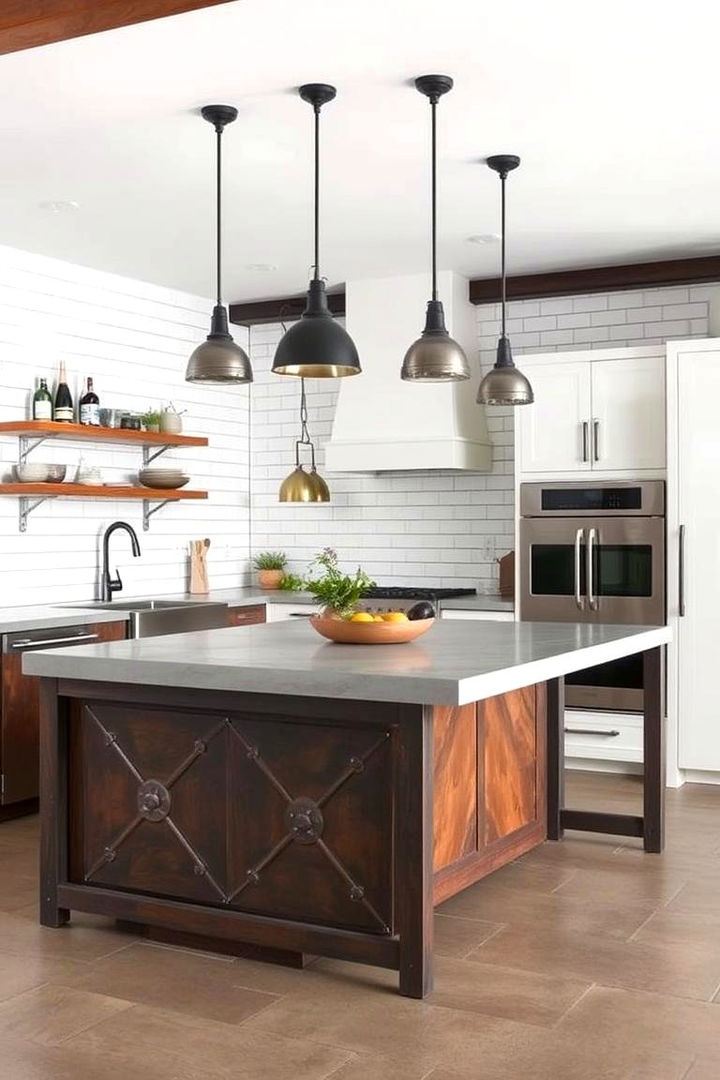 Industrial Elegance with Shiplap Accents - 22 Shiplap Kitchen Island Ideas