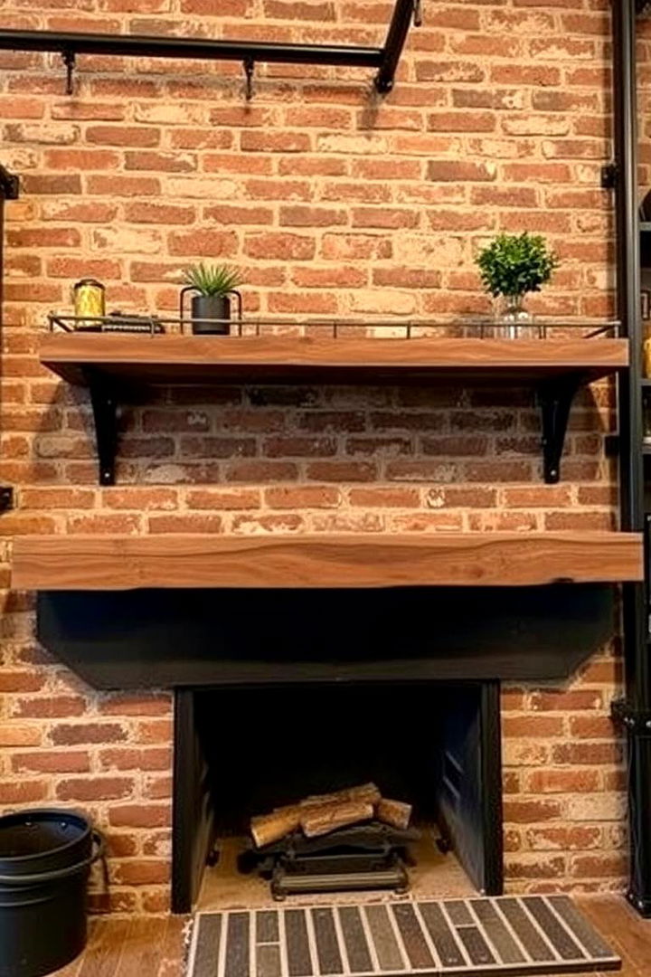 Industrial Elegance - 22 Fireplace Floating Shelves Design Ideas