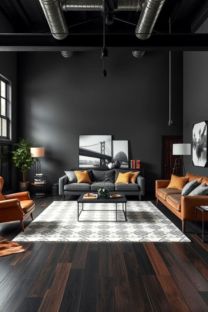 Industrial Elements and Details - 22 Grey Living Room With Dark Wood Floors