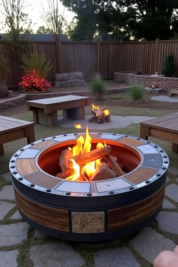 Industrial Farmhouse Fusion Pit - 22 Truck Rim Fire Pit Ideas