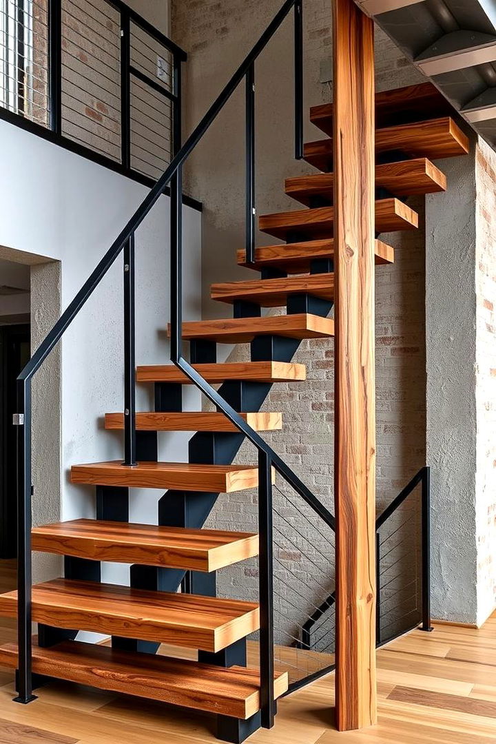 Industrial Fusion Design - 22 Wooden Staircase Ideas
