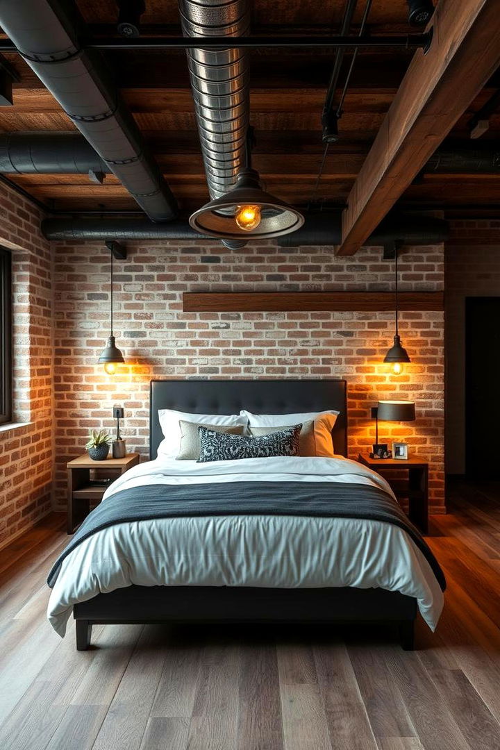 Industrial Inspired Bedroom - 22 Basement Bedroom Ideas