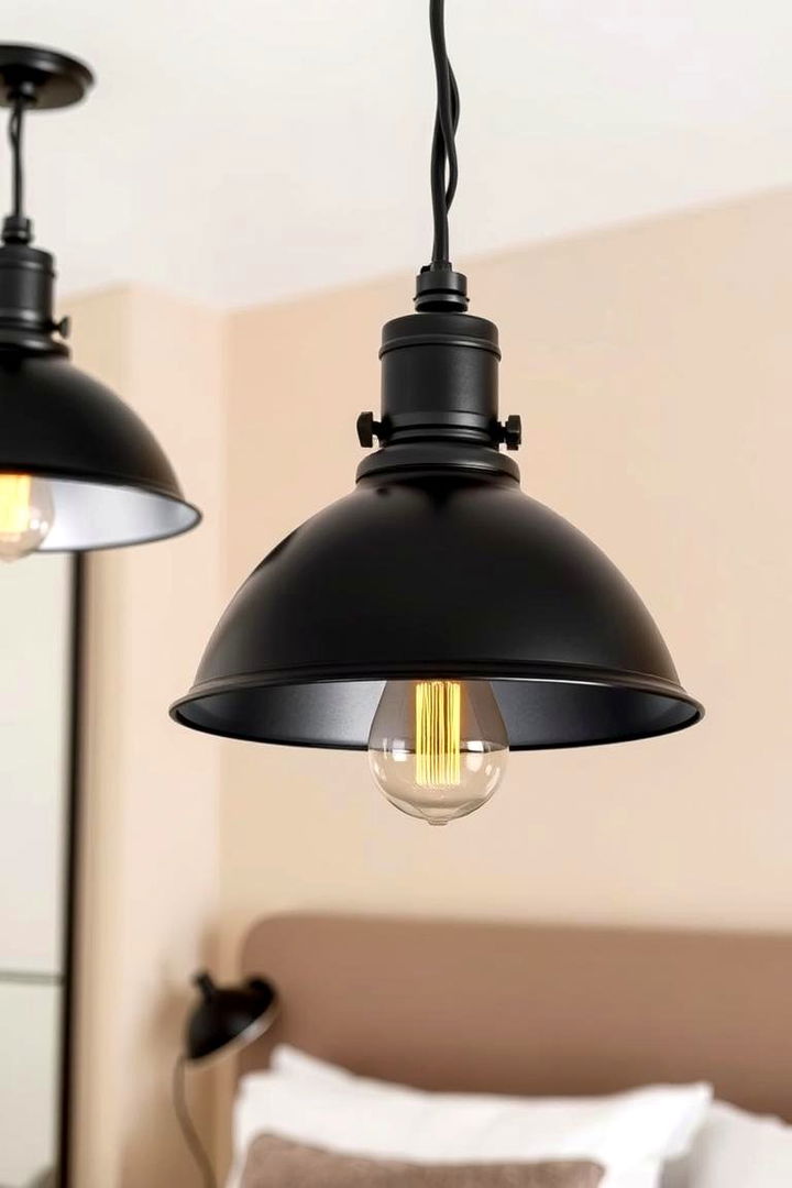 Industrial Inspired Lighting Fixtures - 22 Black and Beige Bedroom Design Ideas