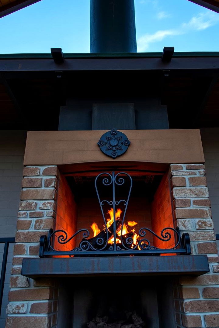 Industrial Iron Accents - 22 Porch Fireplace Ideas