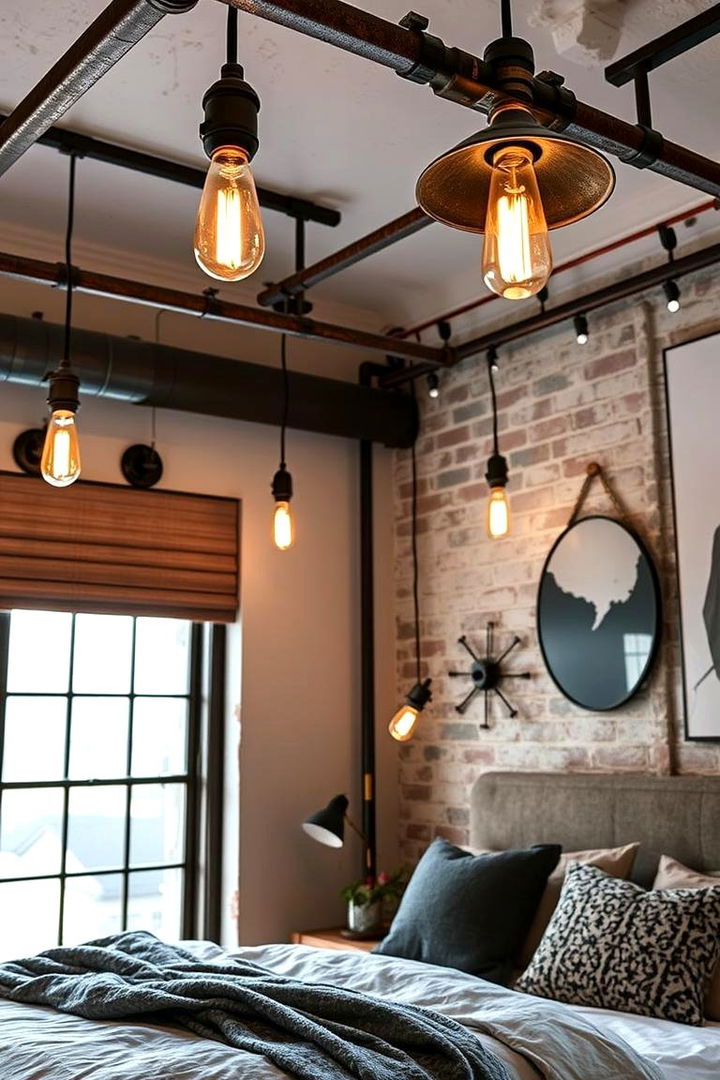 Industrial Lighting Features for Edgy Illumination - 22 Hipster Bedroom Ideas