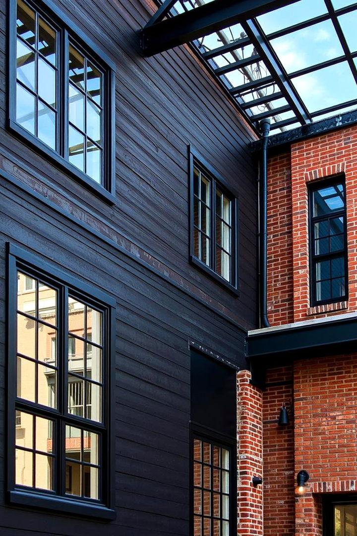 Industrial Loft with Dark Siding - 22 black siding house ideas