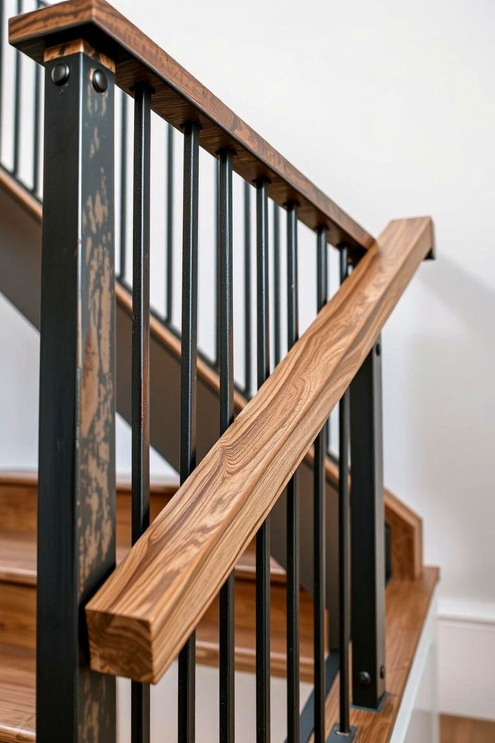 Industrial Meets Rustic - 22 Farmhouse Rustic Stair Railing Ideas