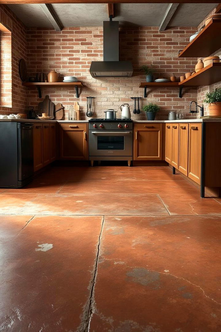 Industrial Meets Terracotta - 22 Terracotta Kitchen Floor Ideas