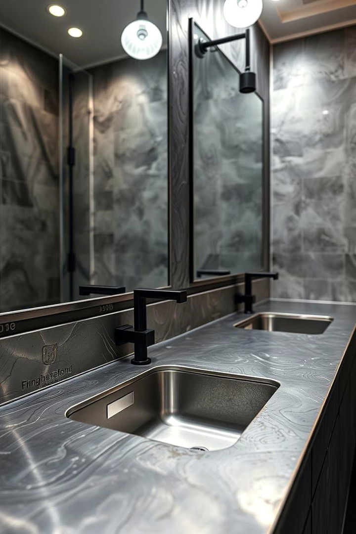 Industrial Metal Accents - 22 Bathroom Countertop Ideas
