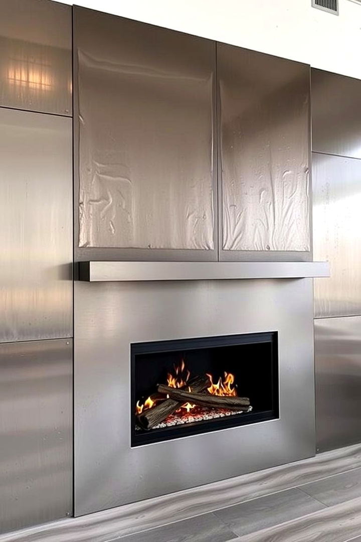 Industrial Metal Cladding - 22 Fireplace Wall Ideas