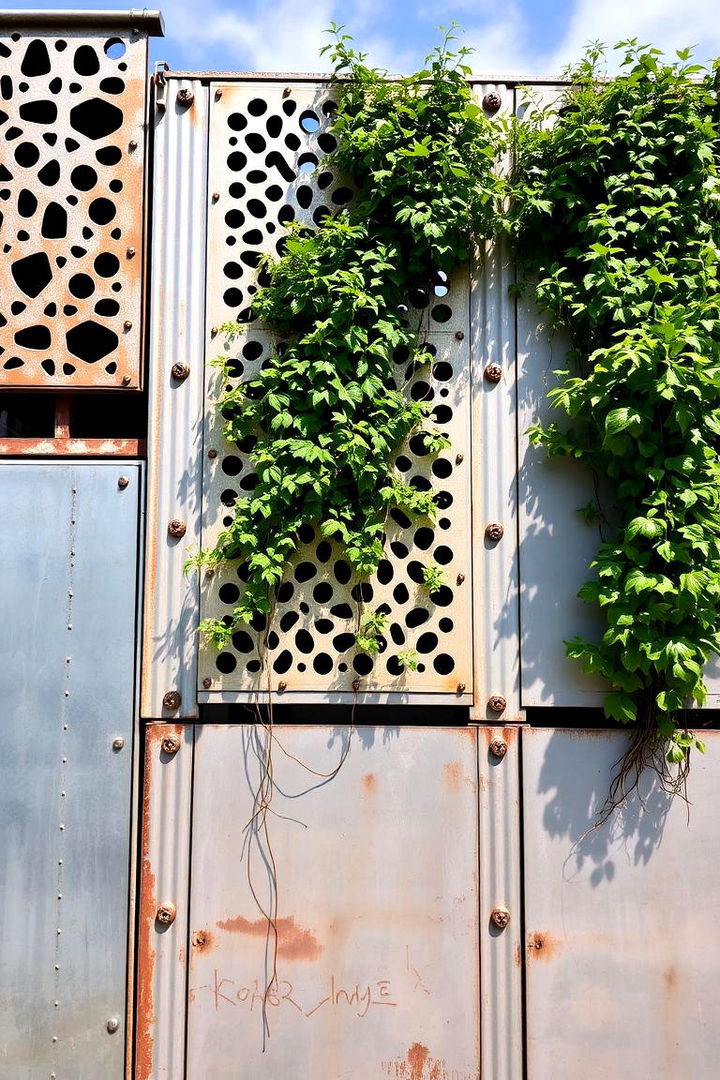 Industrial Metal Garden Wall - 22 Garden Wall Ideas
