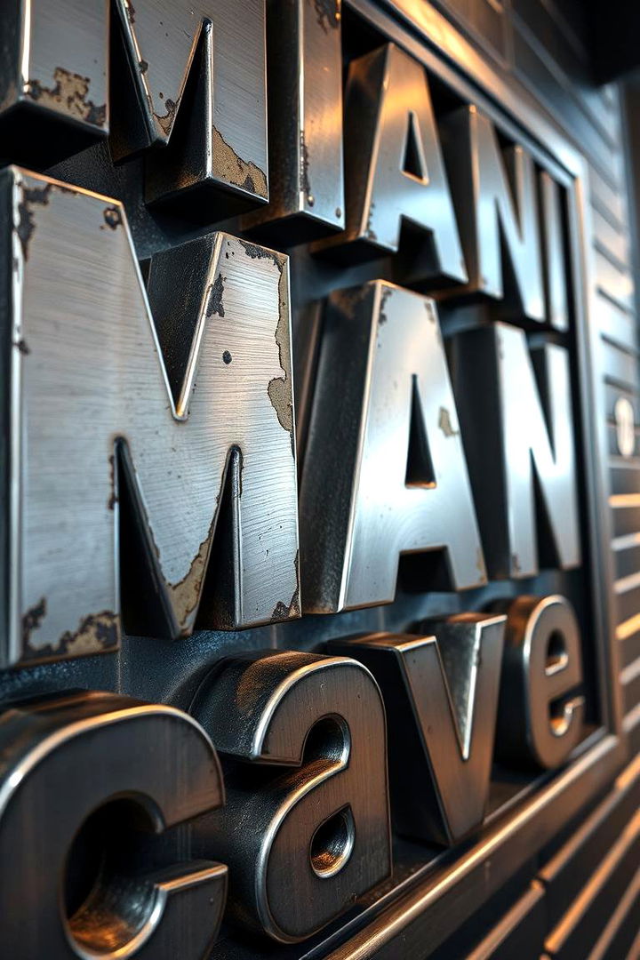 Industrial Metal Lettering - 22 Man Cave Sign Ideas