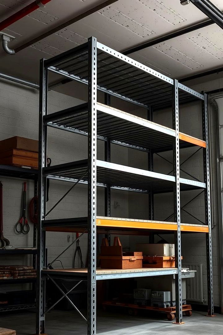 Industrial Metal Shelving - 22 Garage Wall Ideas