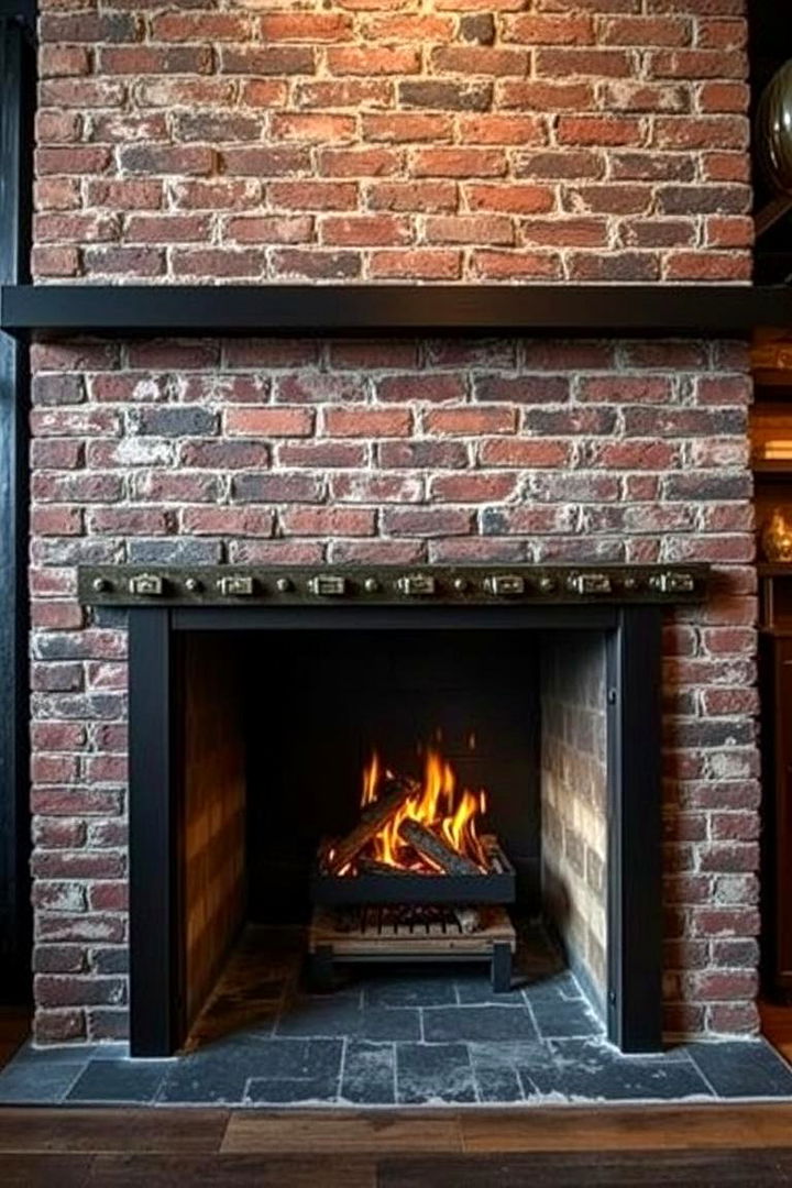 Industrial Metal and Brick Fusion - 22 Living Room Fireplace Ideas