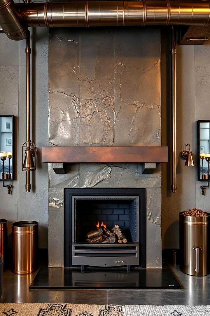 Industrial Metallic Finishes - 22 Fireplace Paint Ideas