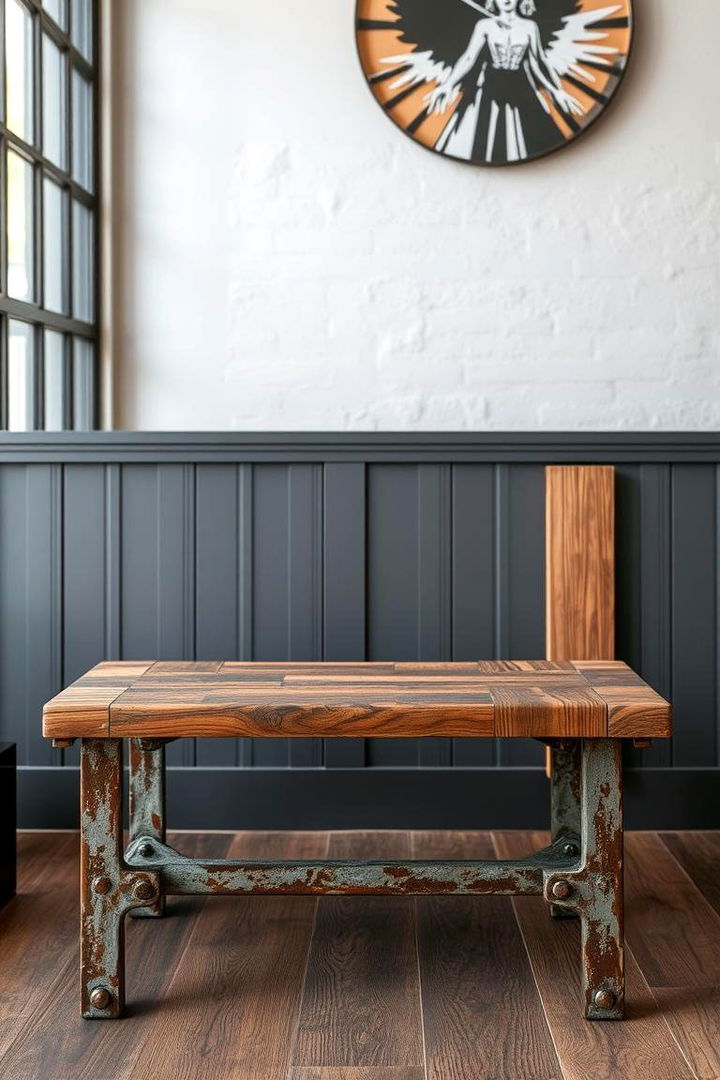 Industrial Metallic Frame Bench - 22 Entryway Bench Ideas
