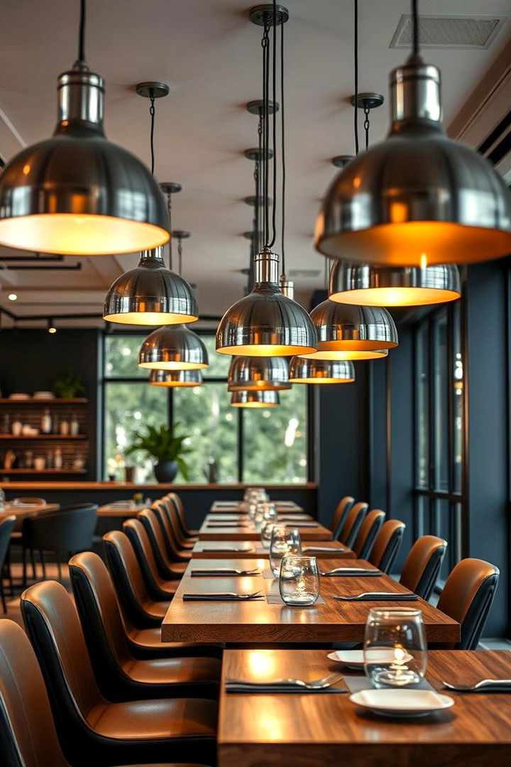 Industrial Metallic Lighting - 22 Industrial Dining Room Ideas