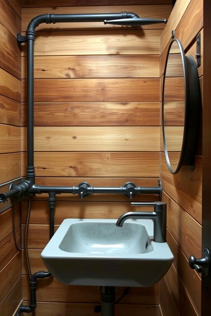 Industrial Mist in Rustic Spaces - 22 Log Cabin Bathroom Ideas