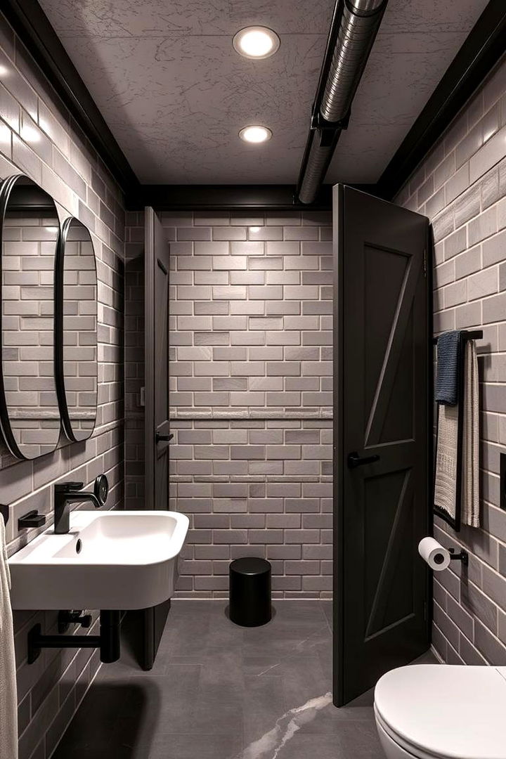 Industrial Modern Fusion - 22 Bathroom Pocket Door Ideas