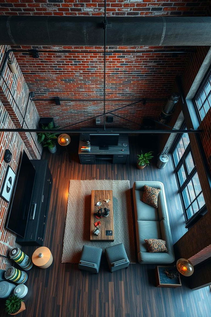 Industrial Modern Touches - 22 Dark Brown Floor Living Room Ideas