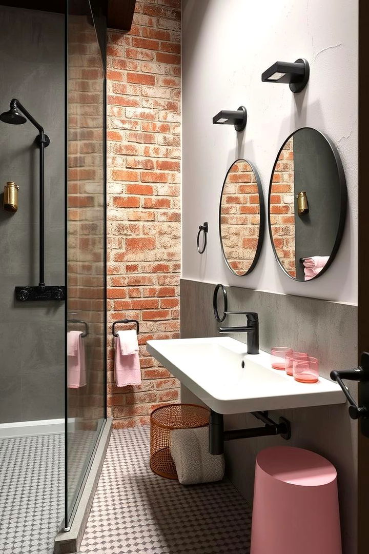 Industrial Pink Bathroom Fusion - 22 Pink Bathroom Ideas